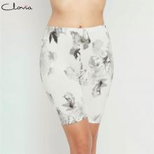 Clovia Mid Waist Floral Print Cycling Shorts with Inner Elastic in White - Cotton