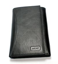 Mens Stylish Trifold Wenz Genuine Leather Wallet Black