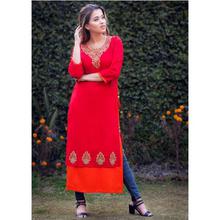 Red Orange Double Layer Kurti For Women