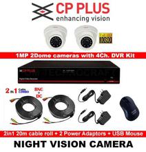 CP PLUS CCTV Camera Set - 4 Channel DVR With 2 Dome Camera Along With Accessories