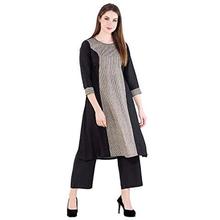 Harshana Women's Rayon Kurta With Palazzo Set, Black