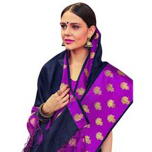 Stylee Lifestyle Navy Blue Banarasi Silk Jacquard Saree (1802)