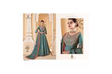 Sea Green Readymade Gown Set With Shawl For Women