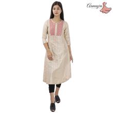 Golden kurti with pink embroidery work