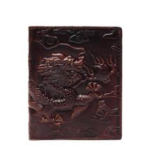 Chinese Dragon Wallet Vintage Genuine Leather Men's