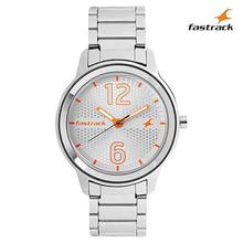 Fastrack White/Orange Dial Analog Watch For Women- Silver- 6169SM01