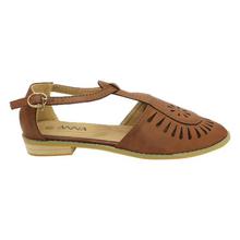 Light Brown Laser Cut Shoes For Women