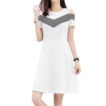 Fashion Women Summer Off Shoulder Dress Short Sleeves Slim