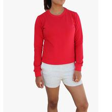 Red Solid Full Sleeve T-shirt For Women