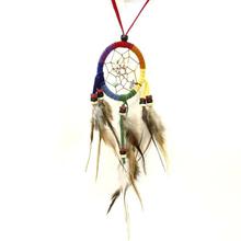 Rainbow Colored Feathers Designed Dream Catcher For Décor