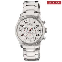 Titan White Dial Chronograph Watch For Men - 1658KM01