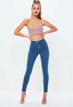 Blue High Waist Stretchable Skinny Jeans Pant For Women