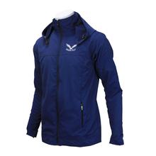 Navy Blue High Fly Hooded Windcheater For Men