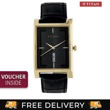 Titan 1641YL05 Black Dial Leather Strap Watch For Men