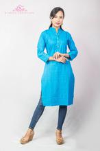 Sky Blue Slub Cotton Kurti