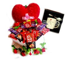 Valentines Chocolate Gift Box , Cup, Heart Cushion by Vista Collection