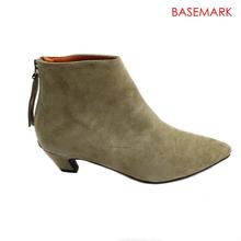 BASEMARK Dark Beige Solid Velvet Boots For Women