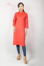 Red Self Work Peek n Peek Rayon Designer Kurti