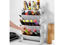 Multifunction 1/2/3 Layers Kitchen Spice Shelf  Seasoning Bottle Stand Rack with Knife Holder