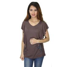 Brown Flared T-Shirt For Women (WTP4698)