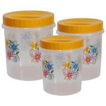 Bagmati Set Of 3 Yellow Floral Small Plastic Containers