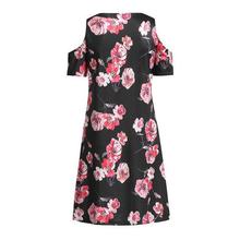 Women's Casual Off Shoulder Dress Short Sleeve Flower Print