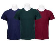 Pack Of 3 Plain 100% Cotton T-Shirt For Men- Blue/Green/Maroon