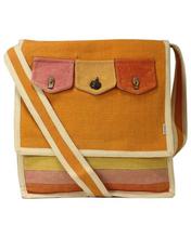 Apricot Orange Flap Lock Cross Body Bag For Women(6416)