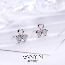 Sterling silver earrings _ Wanying jewelry clover clover