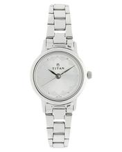 Titan Analogue Silver Dial Stainless Steel Strap Womens Watch-917Sm03