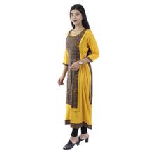 Yellow Slub rayon Double Layered Kurti For Women- BC 1004