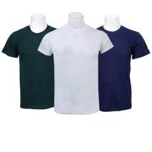 Pack Of 3 Plain 100% Cotton T-Shirt For Men-Green/White/Blue