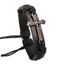 FAMSHIN New Hot Bracelet For Women Men Jewelry Handmade Braid Genuine Leather bracelet Wrap Charm Cross Bracelets  Fine Jewelry