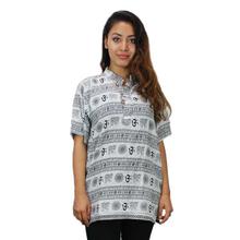 White Om Printed Top For Women