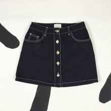 Front Button Retro Style Mini Denim Skirt For Women