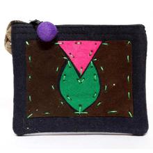 Multicolored Thread Stitched Coin Purse For Women