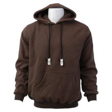 Brown Solid Inner Fur Pullover Hoodie For Men