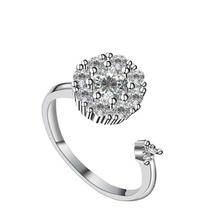 Silver Cubic Zirconia Adjustable Rotating Diamond Ring