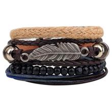 Vintage Punk Wave Multilayer Leather Bracelet Men Fashion