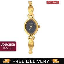 Titan Raga Black Dial Gold Stainless Steel Strap Analog Watch For Women - (2251YM07)