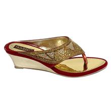 Golden Stones Embellished Wedge Sandals For Women