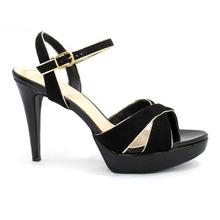 DMK Black Criss-Cross Ankle Strap Heel Shoes For Women - 15421