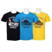 Pack Of 3 Half Sleeve Printed 100% Cotton T-Shirt For Men-Yellow/Light Blue/Red