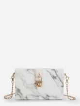 Marbled Print Clutch Bag With Chain