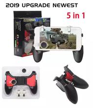 PUBG Mobile Phone 5 in 1 Gamepad Controller Shooter Gaming Button Handle 5IN1 Game pad Stent Trigger with L1 R1 Fire Shooter Buttons 2 Joystick +2 Trigger+1 Gamepad 5-in-1 for Android iOS Phones