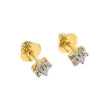 14k  Gold Diamond  Stud Flower, Earrings For Women