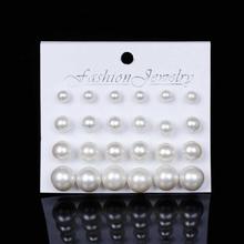 KISSWIFE 12Pairs/Set Simulated Pearl Earrings For Women Jewelry Bijoux Brincos Pendientes Mujer Fashion Stud Earrings