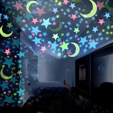 FashionieStore Wall Stickers Decals 100PC Kids Bedroom Fluorescent Glow In The Dark Stars Moons Wall Stickers