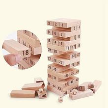 Wooden Building Block Set Stacking Board Game Shape Party Game