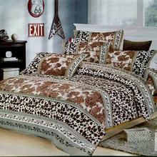 Elegant Flower Plus Leopard Printed Design Double Bed Size Bedsheet (1 Blanket Cover + 1 Bed Sheet + 2 Pillow Covers )